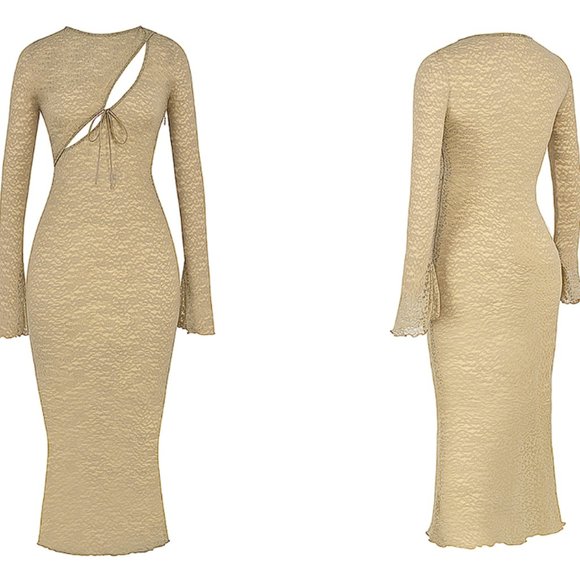 House of CB 'Giovanna' Stone Floral Lace Maxi Dress NWT - Picture 8 of 11